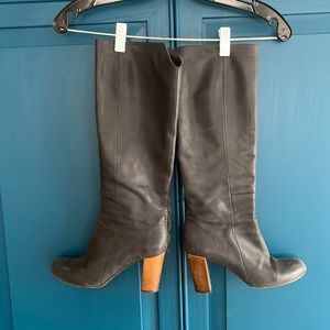 Summer purge means pre-fall deals! Greyish black 3 inch heel boots by cockscomb